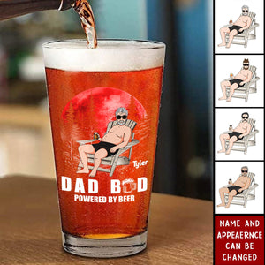 Funny Father's Day Gift Dad Bod Powered By Beer - Personalized Beer Glass