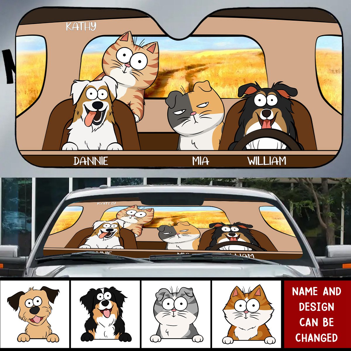 Dogs & Cats - Personalized Car Sun Shade