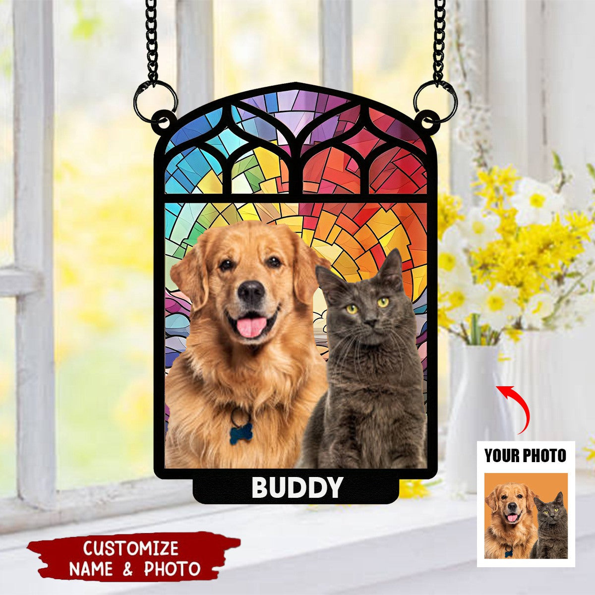Always Be In Our Hearts - Personalized Window Hanging Suncatcher Ornament