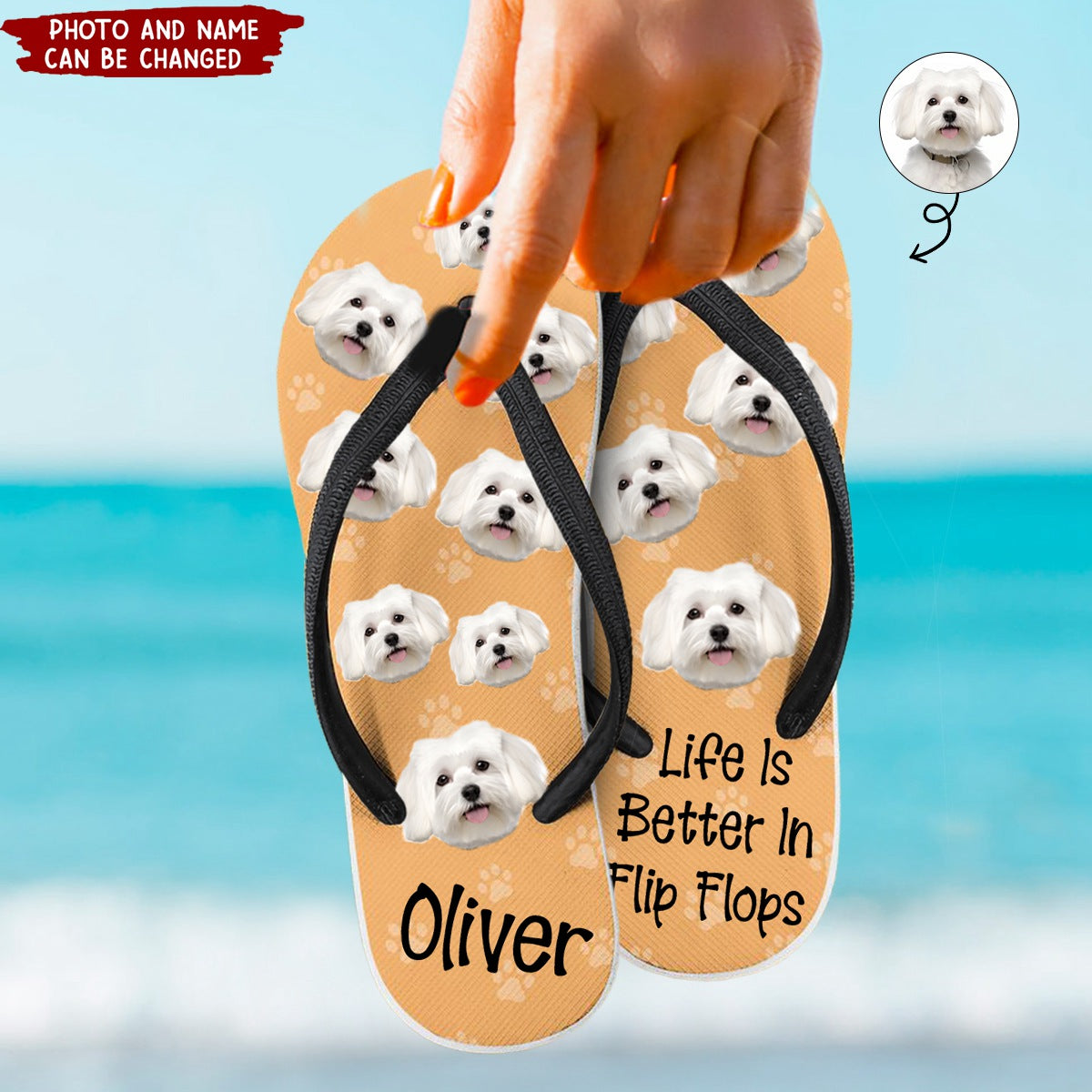 Life Is Better In Flip Flops Custom Photo - Personalized Photo Flip Flops