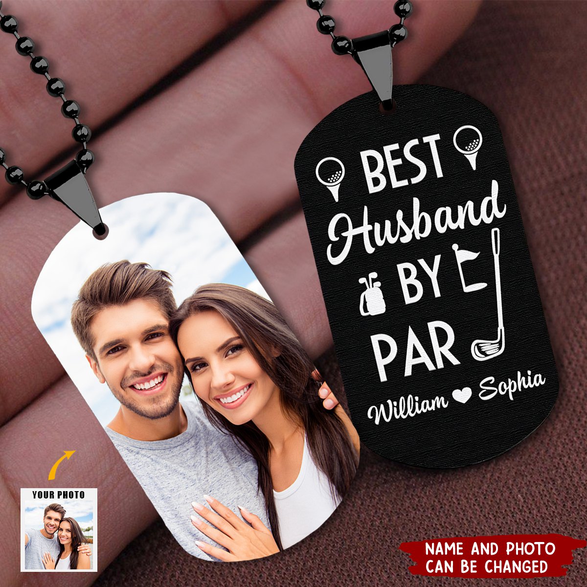 Best Husband By Par - Personalized Photo Dog Tag Necklace