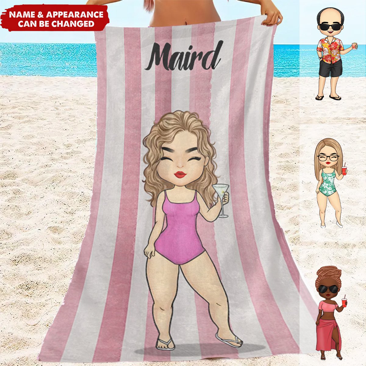 Personalized Lady Beach Towels for Adults Sand Free Beach Towel Beach Accessories for Vacation Must Haves, Travel Towels, Beach Essentials for Women, Girls Beach Towel