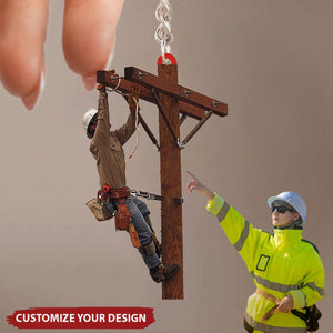 Lineman Outfit Personalized Keychain - Gift For Lineman