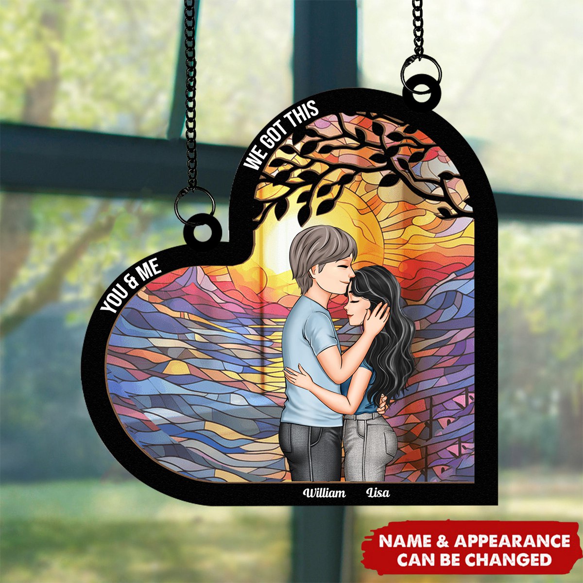 Couples From Our First Kiss Till Our Last Breath - Personalized Window Hanging Suncatcher Ornament