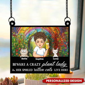 Girl Who Loves Dogs And Gardening - Personalized Window Hanging Suncatcher Ornament