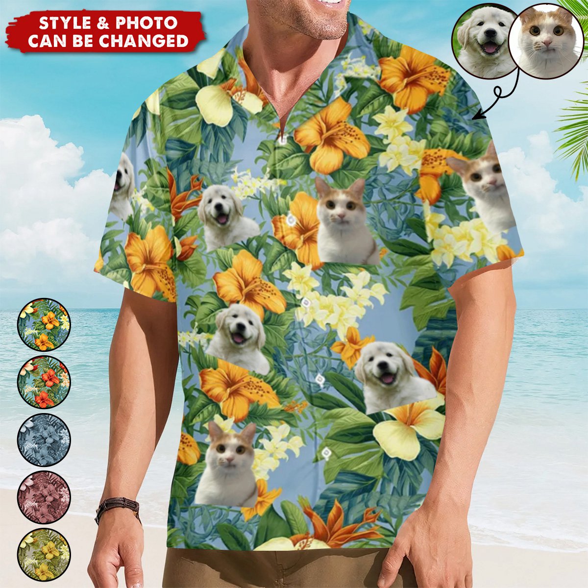Custom Photo Let's Have Some Fun In The Sun - Dog & Cat Personalized Custom Unisex Tropical Hawaiian Aloha Shirt