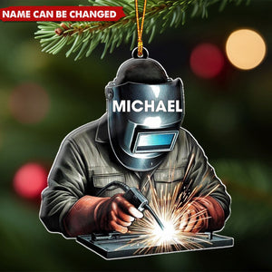 Personalized Welder Christmas Ornament – Custom Name Welding Ornament, Unique Gift for Welders and Metalworkers