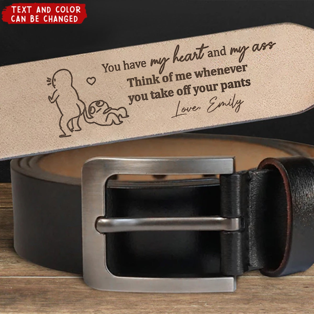 You Have My Heart For Husband, Boyfriend - Personalized Engraved Leather Belt