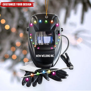 Welder Helmet and Gloves Welding Protective Gear Personalized Christmas Ornament