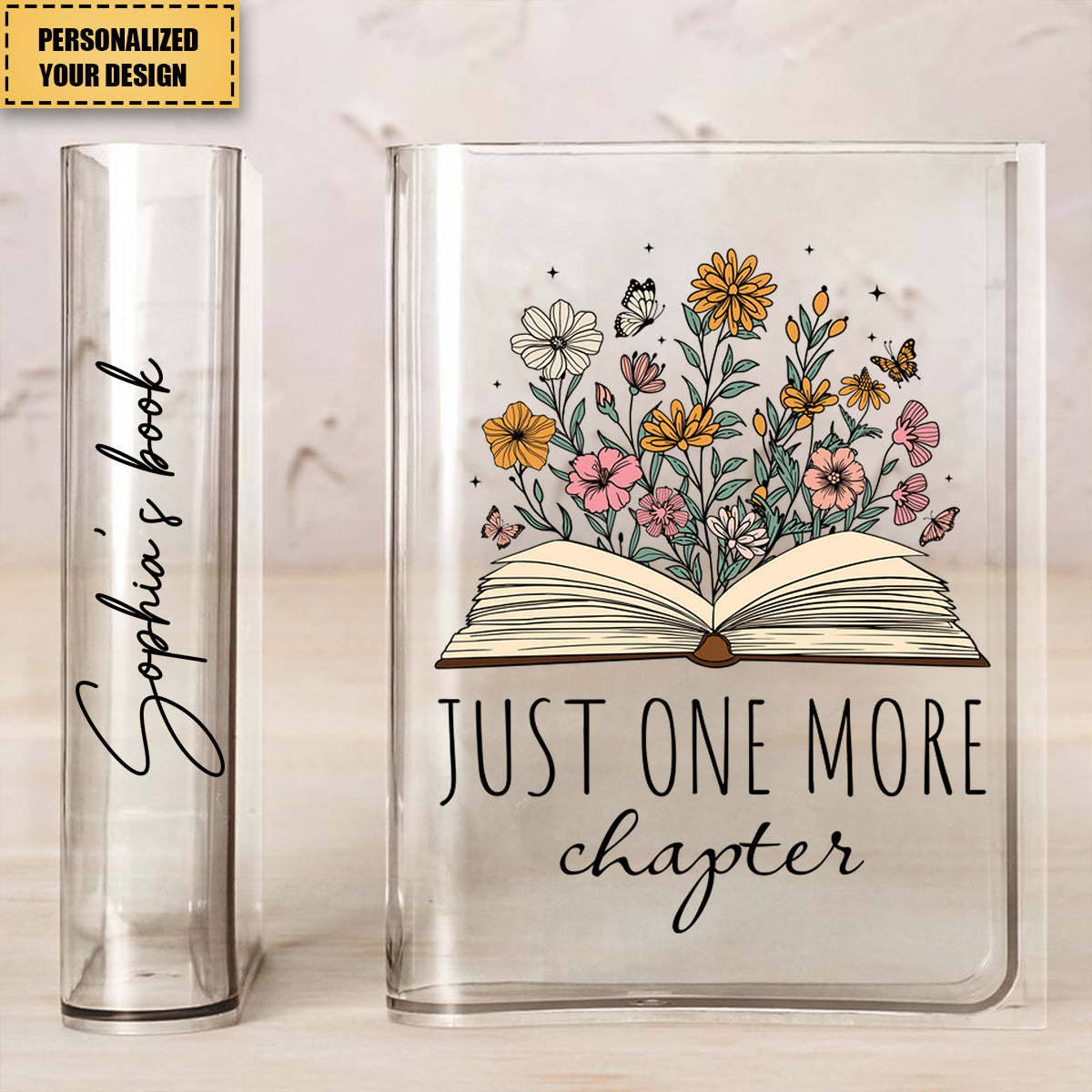 Custom Name Just One More Chapter - Personalized Acrylic Book Vase