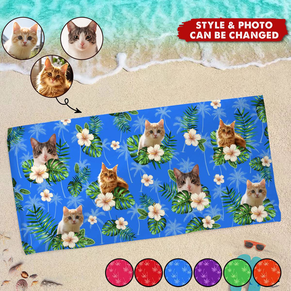 Custom Photo Hot Days, Cool Pets - Dog & Cat Personalized Custom Beach Towel - Summer Vacation Gift, Birthday Pool Party Gift For Pet Owners, Pet Lovers