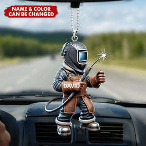 Personalized Welder Custom Name Car Ornament