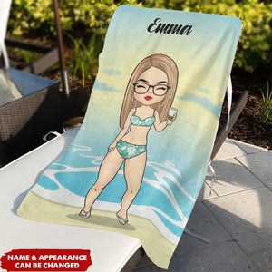 Personalized Lady Beach Towels for Adults Sand Free Beach Towel Beach Accessories for Vacation Must Haves, Travel Towels, Beach Essentials for Women, Girls Beach Towel