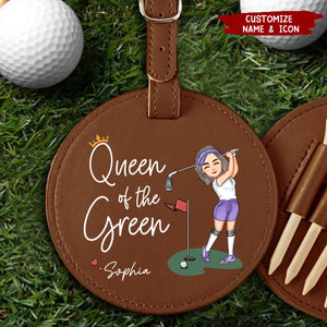 Queen Of The Green - Personalized Leather Golf Bag Tag