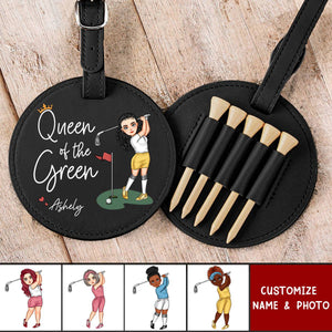 Queen Of The Green - Personalized Leather Golf Bag Tag