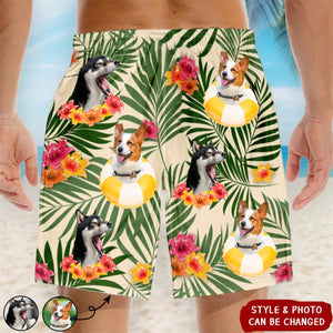 Custom Photo Aloha Dog Cat Kid - Personalized Unisex Beach Shorts