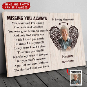 You Never Said Goodbye - Memorial Personalized Horizontal Poster - Sympathy Gift For Family Members