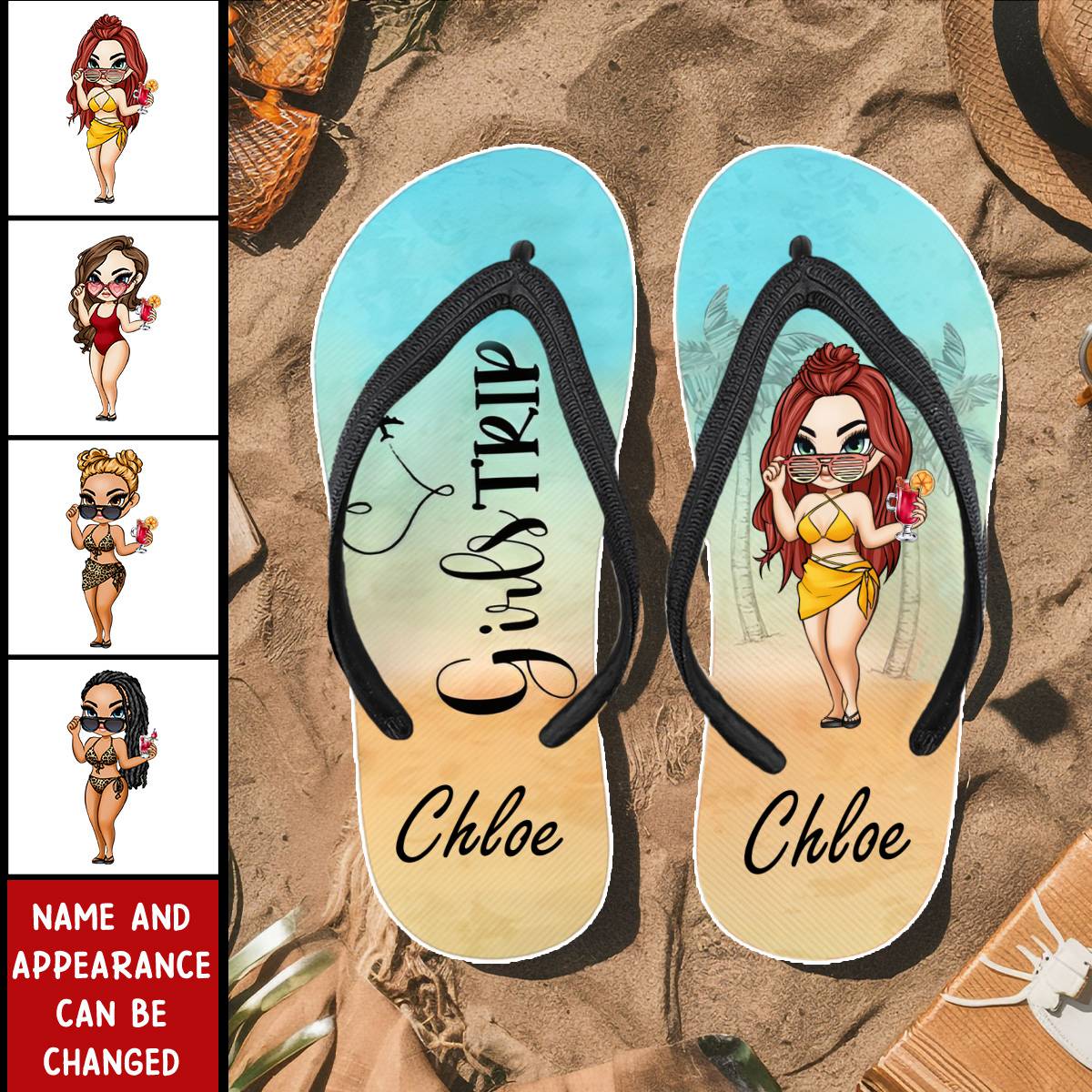 Time For Girls Trip - Personalized Flip Flops