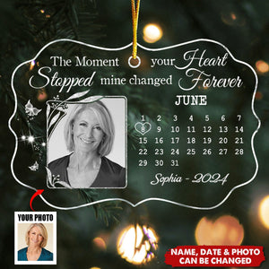 Personalized The Moment Your Heart Stopped Memorial Calendar Custom Photo Benelux Ornament