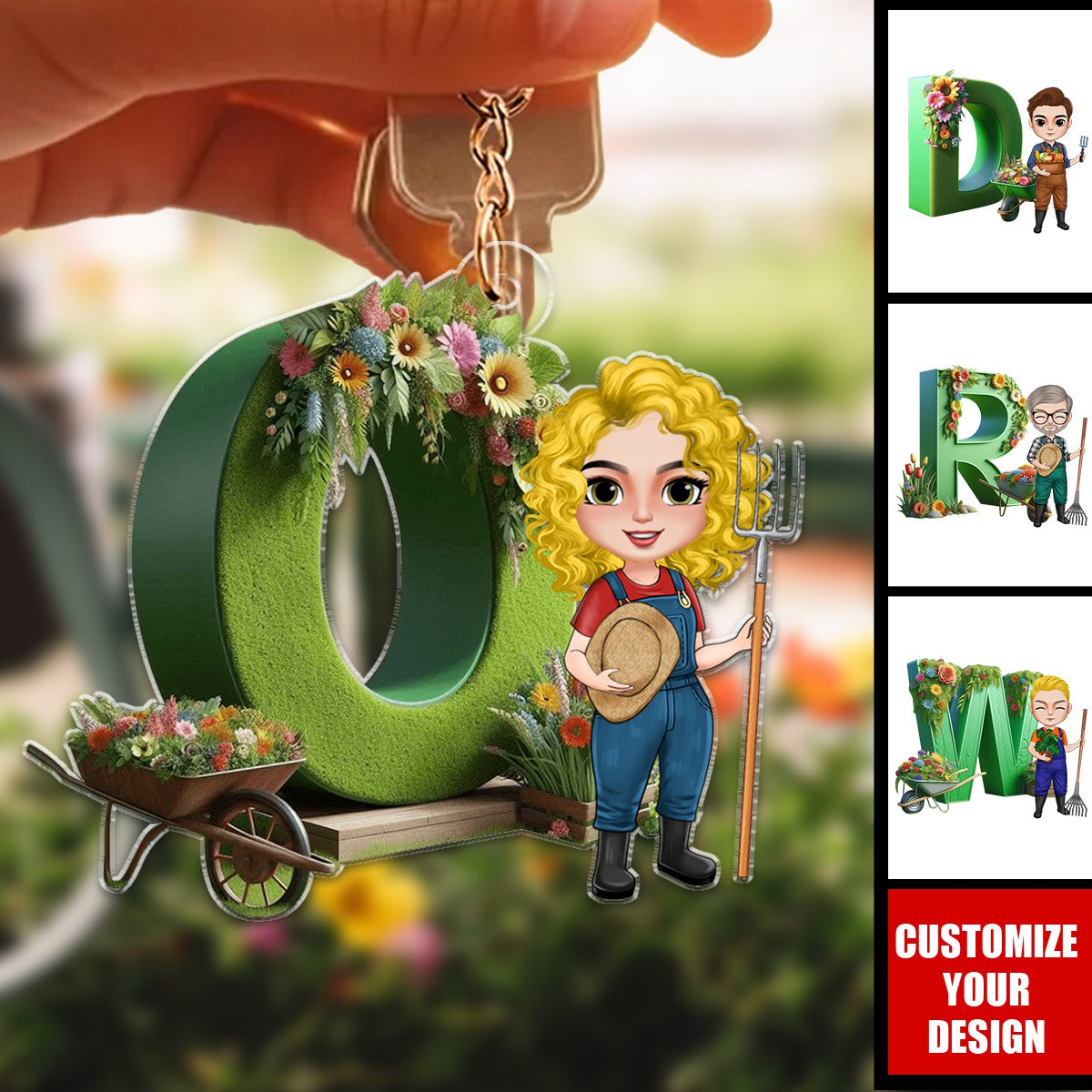 Gardening Keychain - Custom Alphabet Letter Gifts For Gardening Lovers