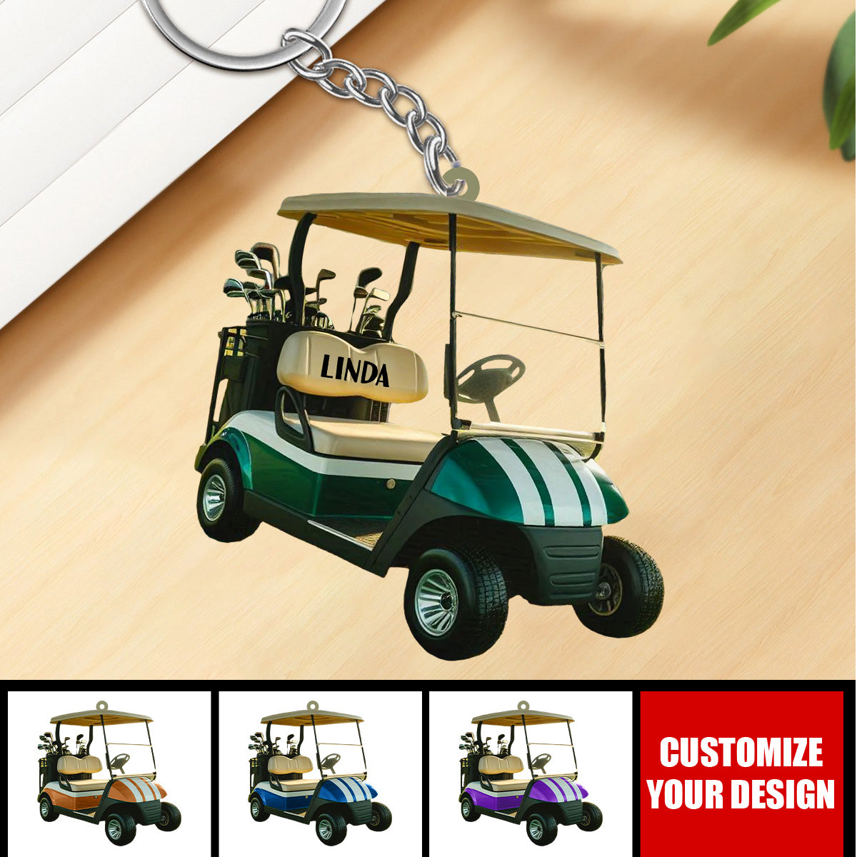 Golf Cart Personalized Keychain, Gift For Golf Lover