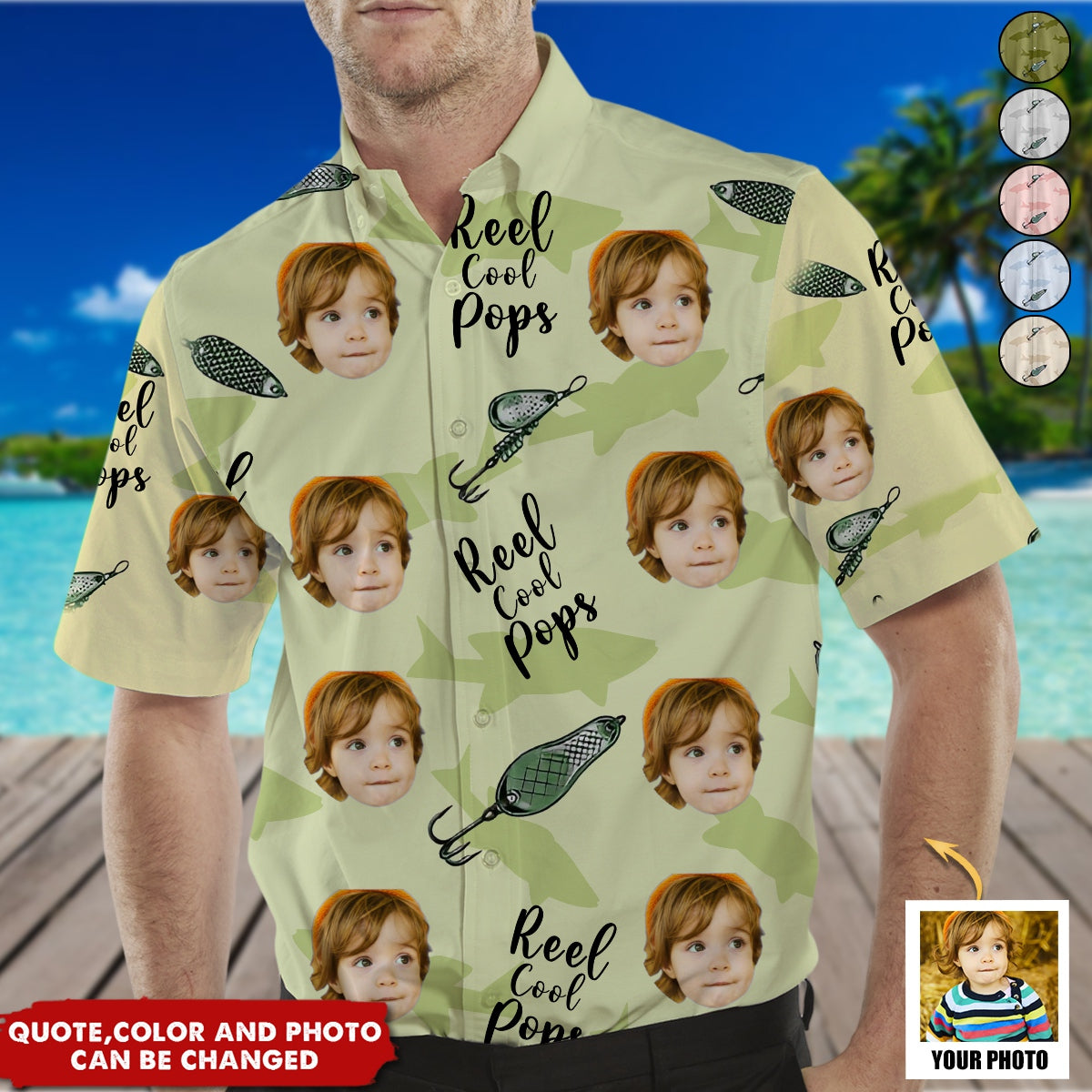 Custom Photo Reel Cool Dad - Personalized Hawaiian Shirt