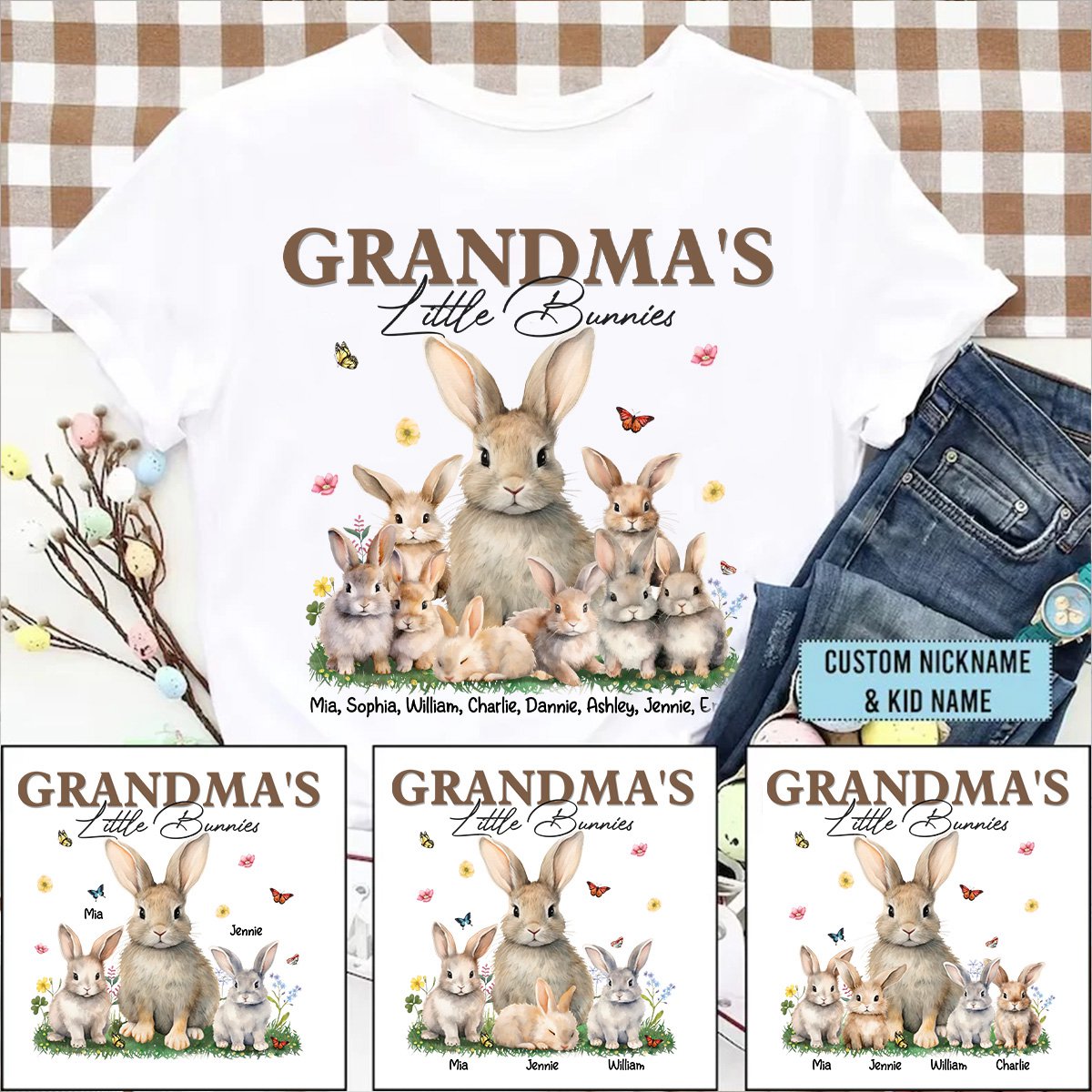 Grandma's Little Bunny - Family Personalized T-shirt - Mother's Day, Gift For Mom, Grandma