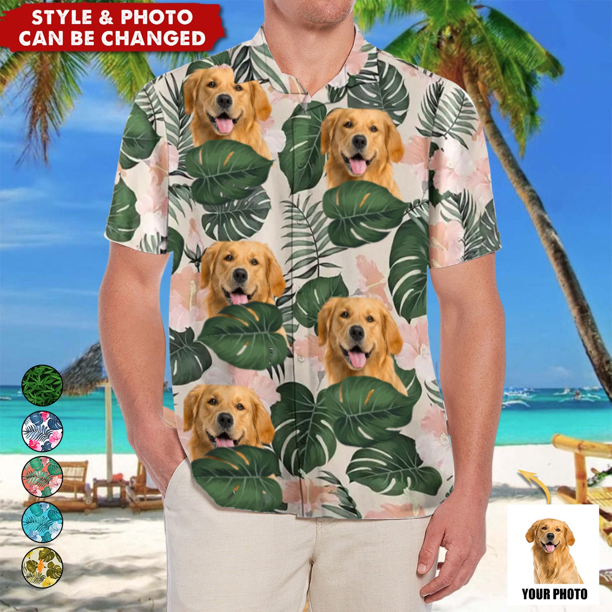 Custom Photo Funny Family Pet Face - Personalized Hawaiian Shirt