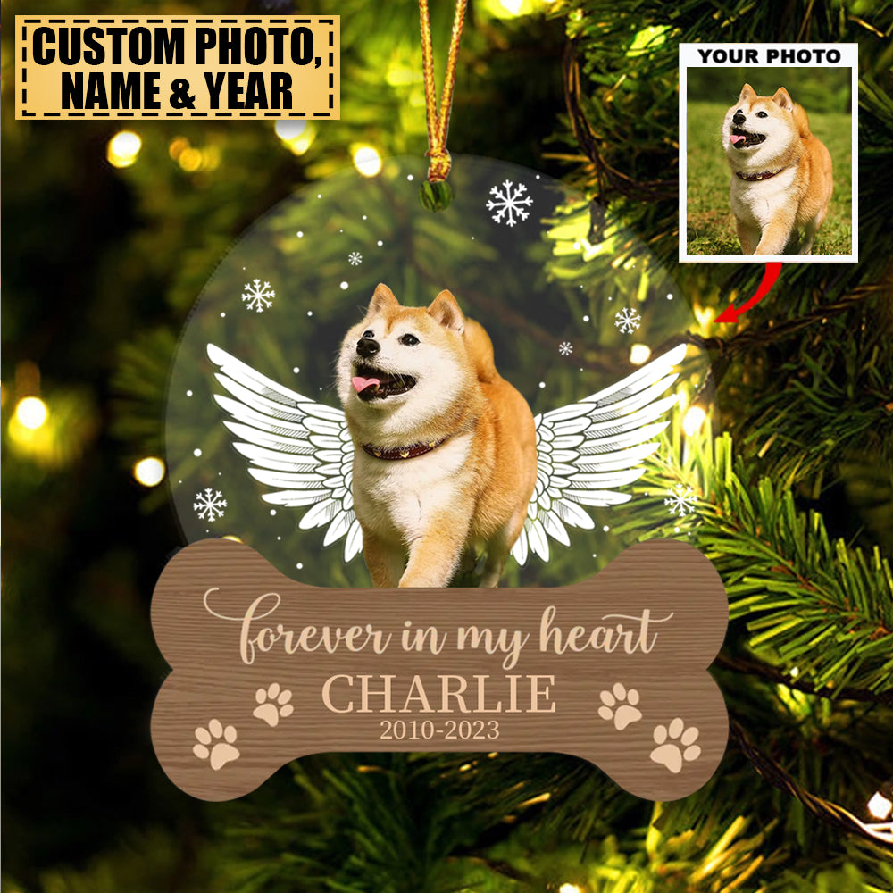 For Pets Love Forever - Personalized Christmas Photos Upload Gift Custom Memorial Ornament