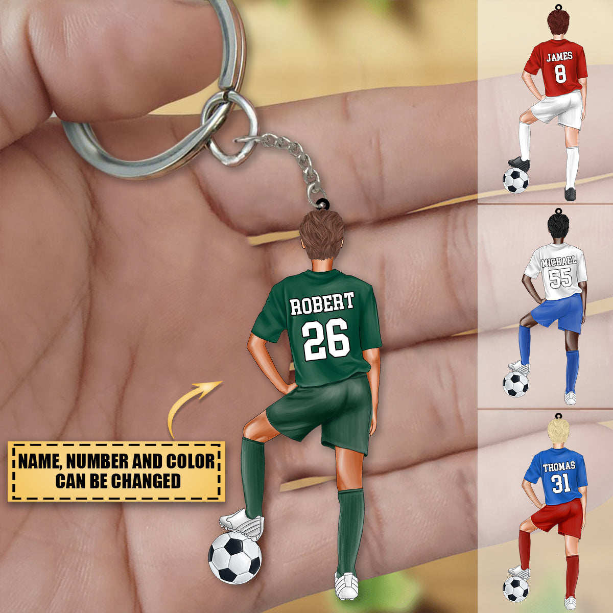 Personalized Soccer Players Gift For Son/Grandson Acrylic Keychain - roadsir