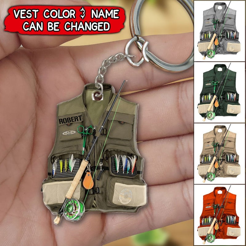 PERSONALIZED FISHING VEST ACRYLIC KEYCHAIN