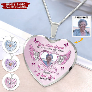 Sparkling Memorial Upload Photo Heart Wings Infinity, I Love You Forever Personalized Necklace