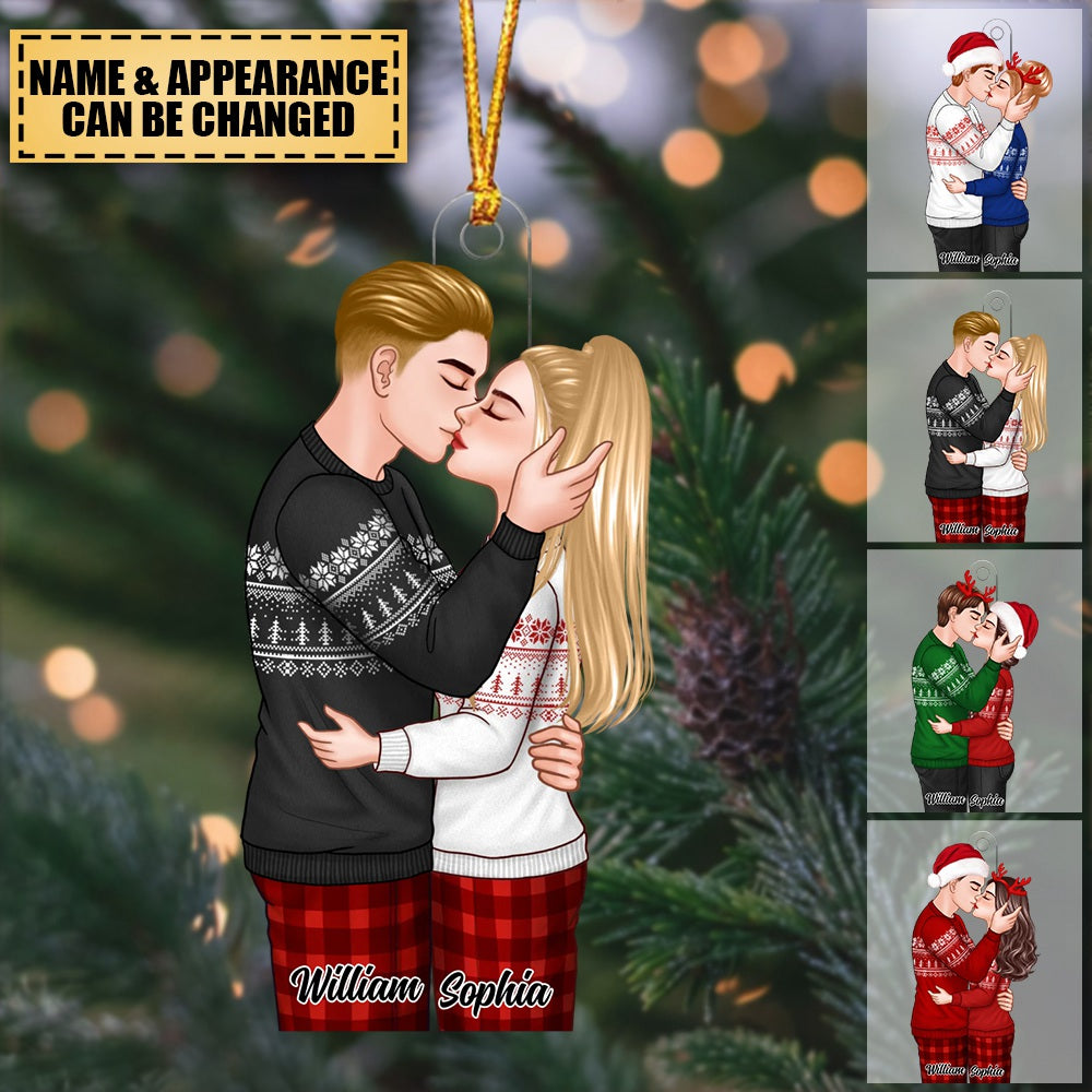 Christmas Romantic Couple Kissing Gift For Him For Her Personalized Acrylic Ornament