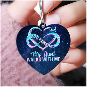 Family Never Walk Alone Memorial Heart Keychain